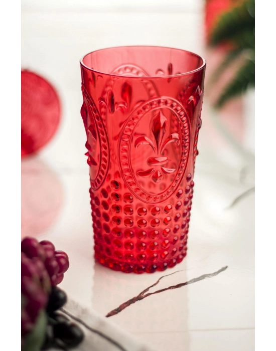 Akrilik Kırmızı 6lı Uzun Bardak & Su Meşrubat Bardağı 750 ml ( Büyük Boy & Cam Değildir )
