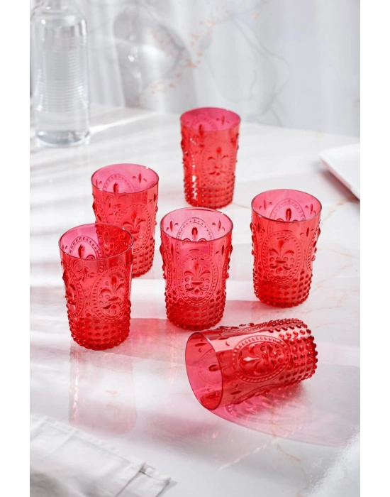 Akrilik Kırmızı Tekli Kısa Bardak & Su Meşrubat Kahve Yanı Bardağı 400 ml ( Cam Değildir )