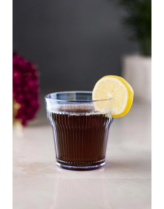 Akrilik Lacivert 6lı Kısa Bardak & Su Meşrubat Kahve Yanı Bardağı 300 ml ( Cam Değildir )