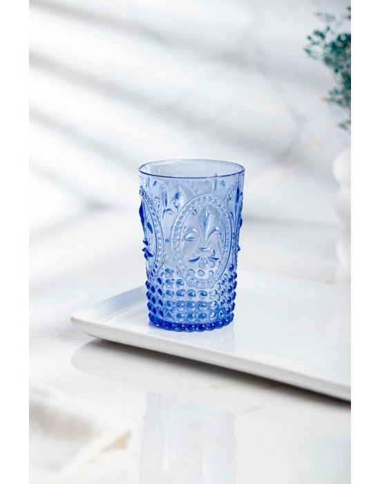 Akrilik Mavi 6lı Kısa Bardak & Su Meşrubat Kahve Yanı Bardağı 400 ml ( Cam Değildir )