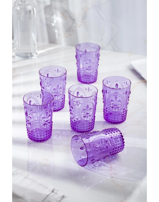 Akrilik Mor Kısa Bardak & Su Meşrubat Kahve Yanı Bardağı 400 ml ( Cam Değildir )