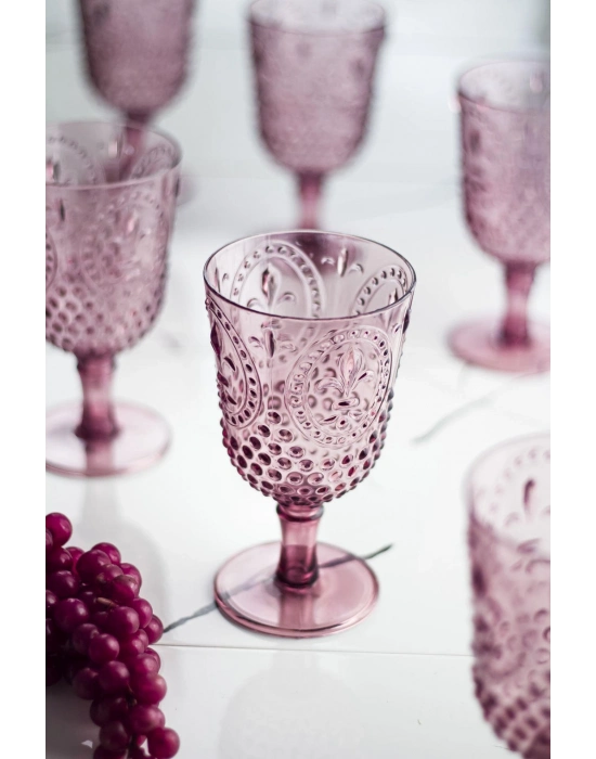 Akrilik Mürdüm 6lı Kadeh & Su Meşrubat Kahve Yanı Bardağı 450 ml ( Cam Değildir )