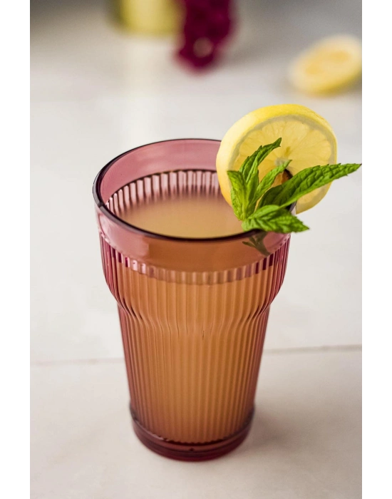 Akrilik Mürdüm 6lı Uzun Bardak & Su Meşrubat Bardağı 400 ml ( Cam Değildir )