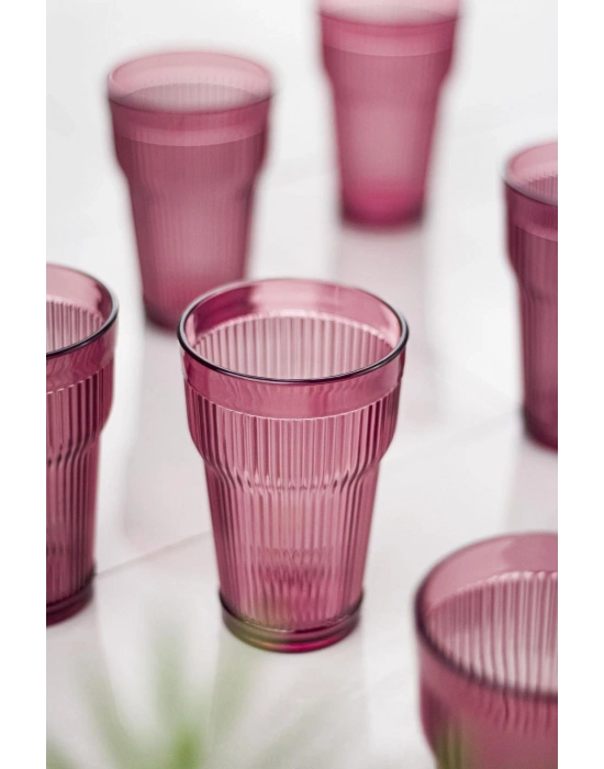Akrilik Mürdüm 6lı Uzun Bardak & Su Meşrubat Bardağı 400 ml ( Cam Değildir )