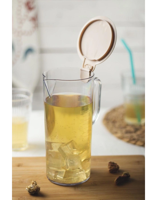 Akrilik Ölçekli 1 Lt Sürahi & Ölçü Kabı (Buzdolabı Kapak Rafına Sığar)