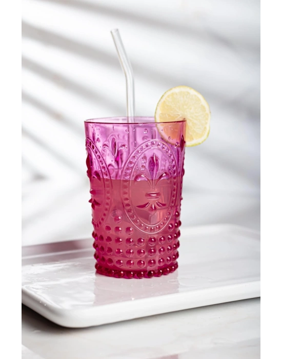 Akrilik Pembe 6lı Kısa Bardak & Su Meşrubat Kahve Yanı Bardağı 400 ml ( Cam Değildir )