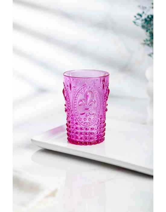 Akrilik Pembe 6lı Kısa Bardak & Su Meşrubat Kahve Yanı Bardağı 400 ml ( Cam Değildir )