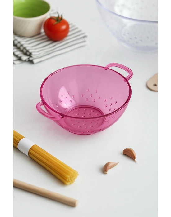 Akrilik Pembe Mini Pirinç Süzgeçi & Bakliyat Süzgeçi (3 SU BARDAĞI ÖLÇÜLÜ)