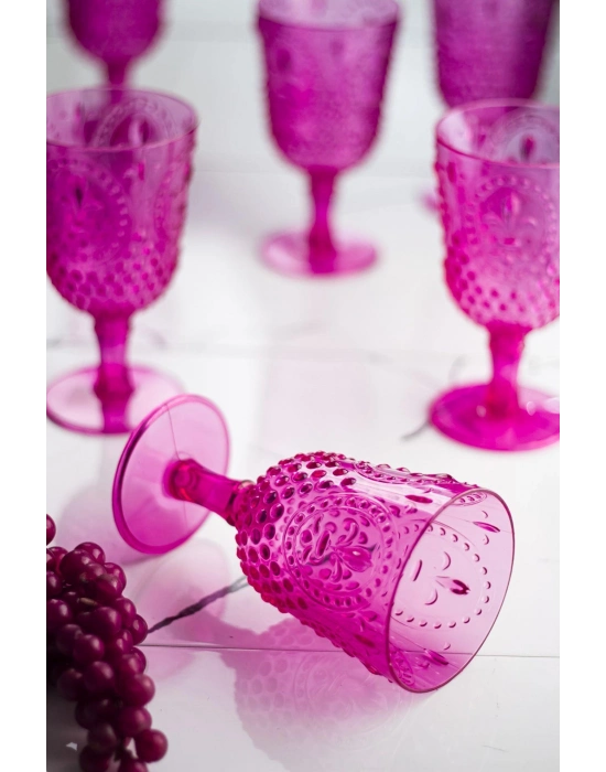 Akrilik Pembe Tekli Kadeh & Su Meşrubat Kahve Yanı Bardağı 450 ml ( Cam Değildir )