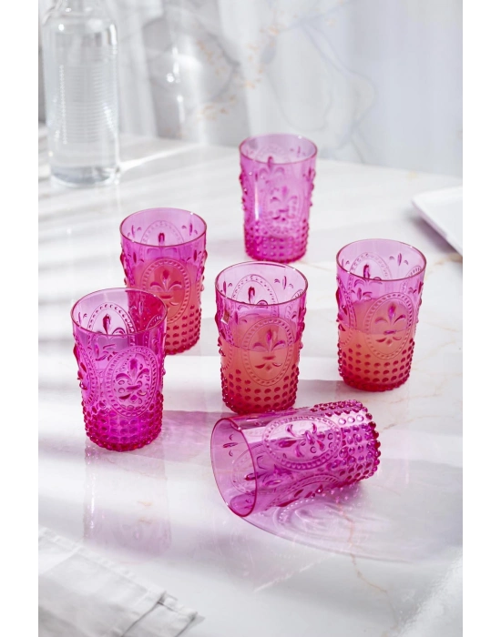 Akrilik Pembe Tekli Kısa Bardak & Su Meşrubat Kahve Yanı Bardağı 400 ml ( Cam Değildir )