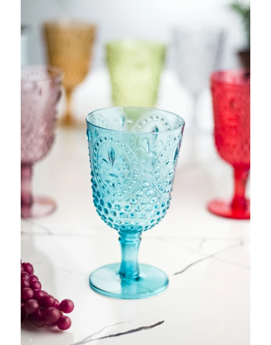 Akrilik Renkli 6lı Kadeh & Su Meşrubat Kahve Yanı Bardağı 450 ml ( Cam Değildir )