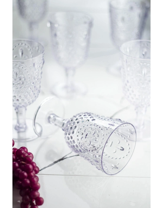 Akrilik Şeffaf 6lı Kadeh & Su Meşrubat Kahve Yanı Bardağı 450 ml ( Cam Değildir )