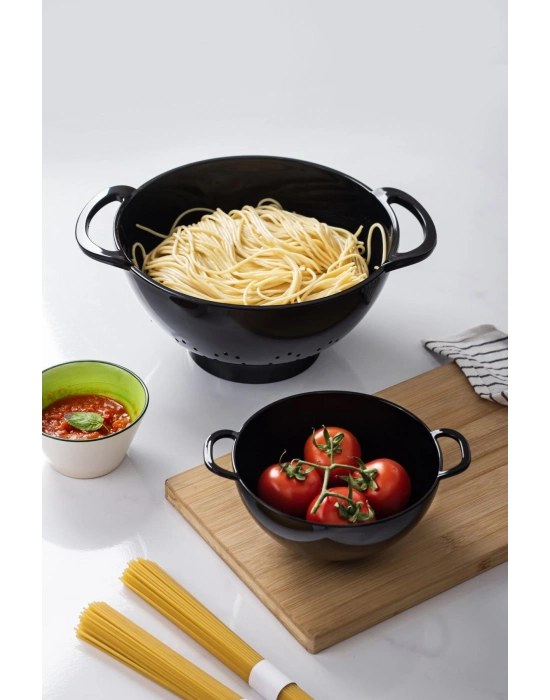 Akrilik Siyah 2 Li Süzgeç Seti ( Makarna & Pirinç Süzgeci )