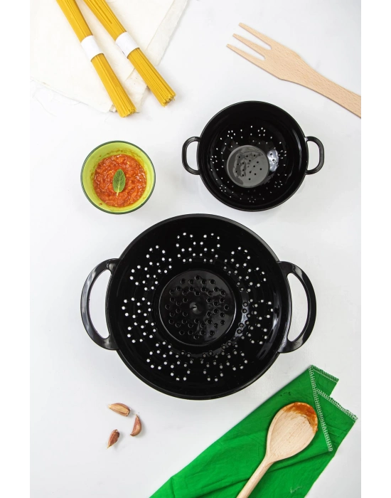 Akrilik Siyah 2 Li Süzgeç Seti ( Makarna & Pirinç Süzgeci )