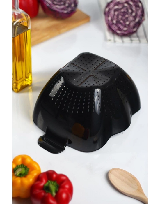 Akrilik Siyah Makarna Süzgeçi & Sebze Meyve Süzgeçi