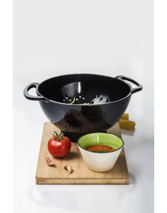 Akrilik Siyah Makarna Süzgeçi & Sebze Meyve Süzgeçi