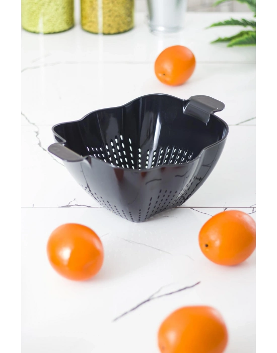 Akrilik Siyah Makarna Süzgeçi & Sebze Meyve Süzgeçi Siyah (32 * 23 Cm)