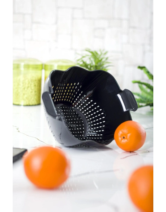 Akrilik Siyah Makarna Süzgeçi & Sebze Meyve Süzgeçi Siyah (32 * 23 Cm)