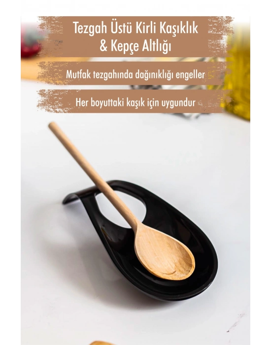 Akrilik Siyah Tezgah Üstü Kirli Kaşıklık & Kepçe Altlığı