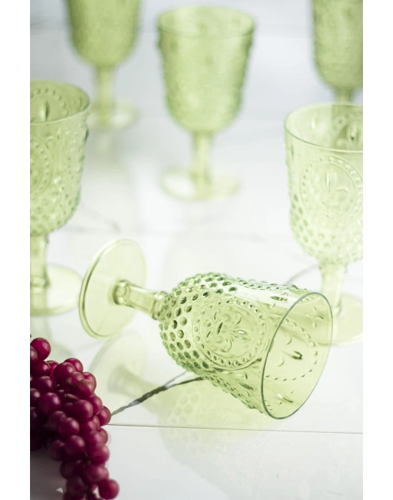 Akrilik Yeşil Tekli Kadeh & Su Meşrubat Kahve Yanı Bardağı 450 ml ( Cam Değildir )