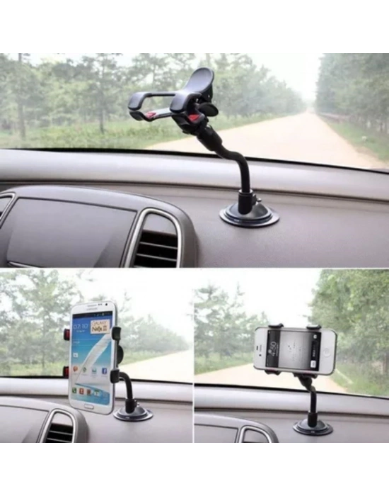 ®  Akrobat Cama Sabitlenen Güçlü Vakumlu 360 Derece Dönen Tüm Modellere Uyan Oto Telefon Tutucu