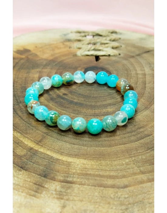 Akuamarin Doğal Taş Bileklik Kutulu