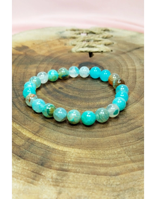 Akuamarin Doğal Taş Bileklik Kutulu