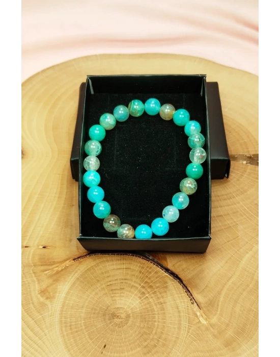 Akuamarin Doğal Taş Bileklik Kutulu