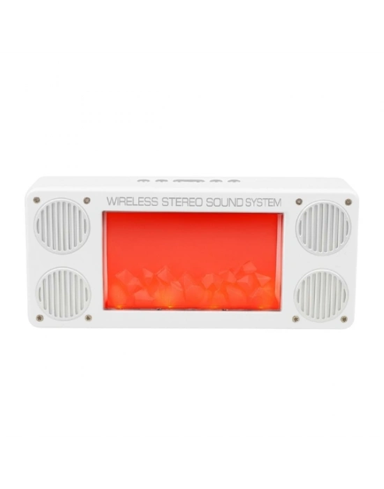 Alev Şömine Efektli Bluetooth Hoparlör Beyaz