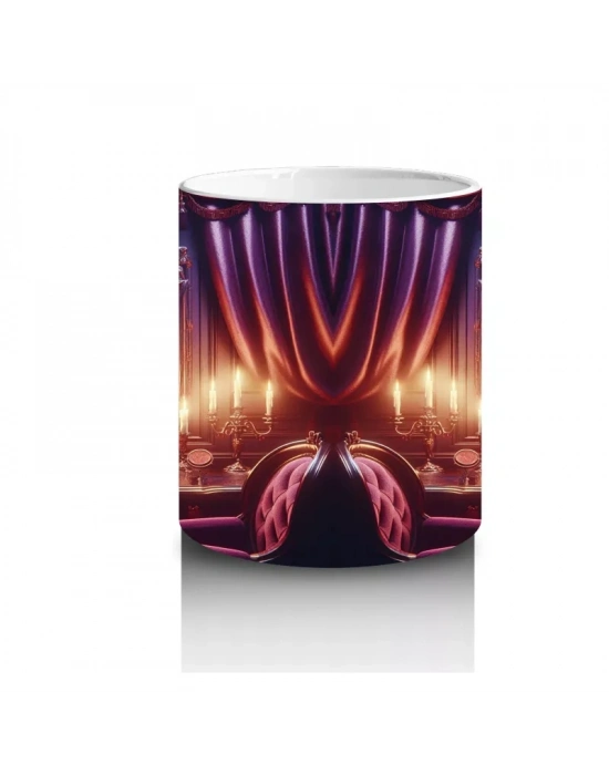 Alevli Gözlerle Bakan Devasa Kafatası Figürlü Korku Temalı Cadılar Bayramı Baskılı Kupa Bardak