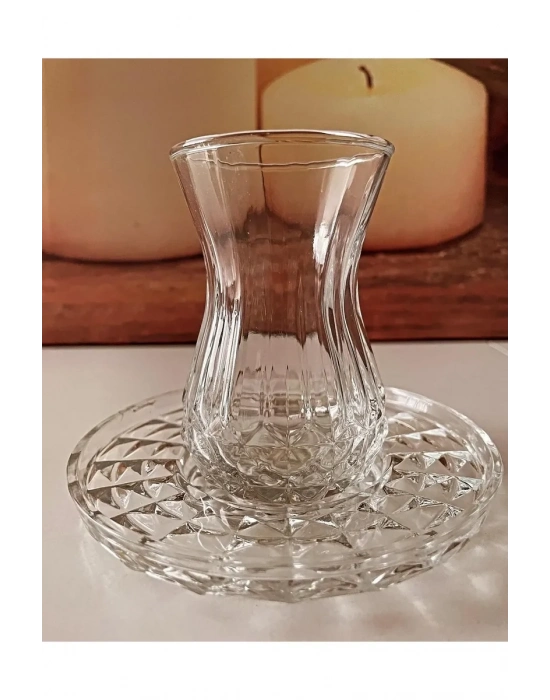 Alin Adela 6lı Cam Çay Tabağı Çay Tabak Altlığı Royaleks-RYG8030