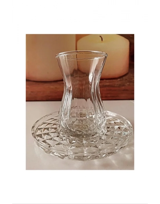 Alin Adela 6lı Cam Çay Tabağı Çay Tabak Altlığı ROYALEKS-RYG8030