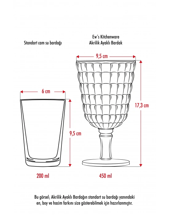 Allegra Aquamarin Kadeh Bardak - 450 ml Tekli Akrilik Malzeme - Cam Değildir Kırılmaya Dayanıklı