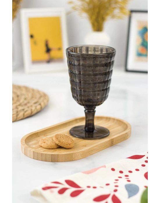 Allegra Füme 6’lı Kadeh Bardak Seti 750 ml Akrilik Malzeme - Cam Değildir Kırılmaya Dayanıklı