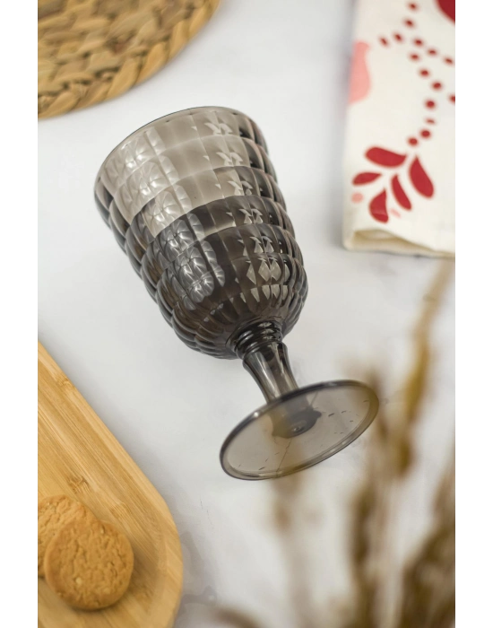 Allegra Füme 6’lı Kadeh Bardak Seti 750 ml Akrilik Malzeme - Cam Değildir Kırılmaya Dayanıklı