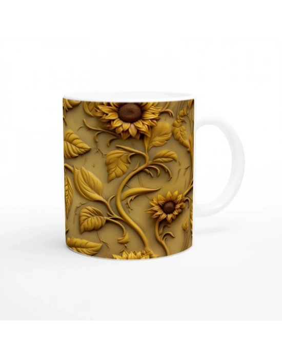 Altın Ayçiçeği Rölyef Temalı Kupa Bardak