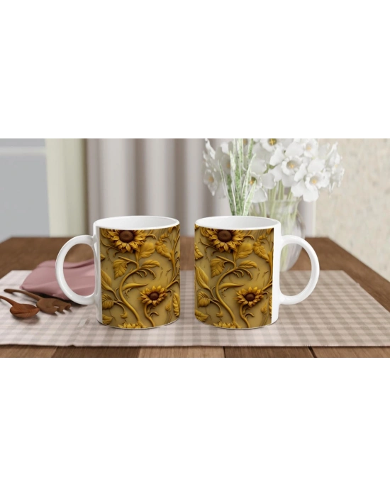 Altın Ayçiçeği Rölyef Temalı Kupa Bardak