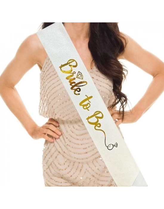 Altın Bride To Be Yazılı Beyaz Kuşak