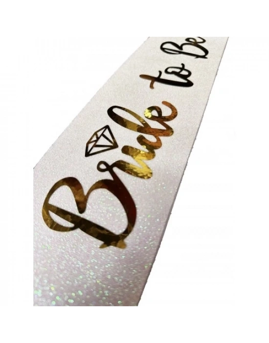 Altın Bride To Be Yazılı Beyaz Kuşak