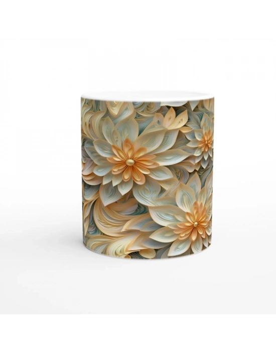 Altın Dalgalar Çiçek Desenli Kupa Bardak