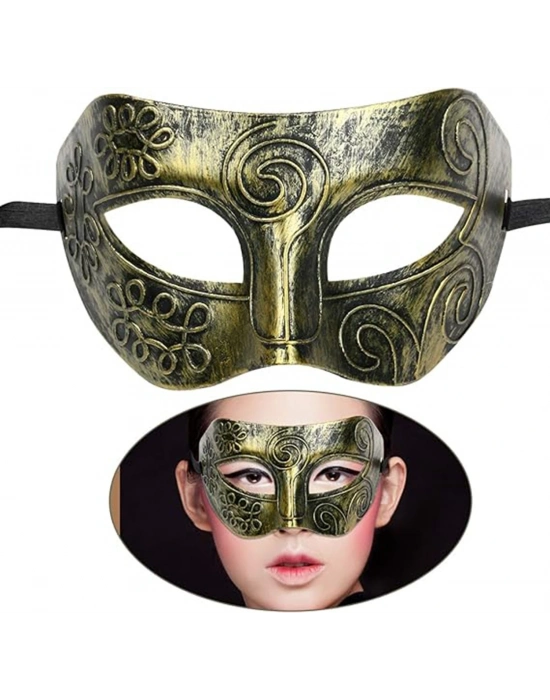 Altın Eskitme Yüz Maskesi - Antik Tarz Balo Maskesi