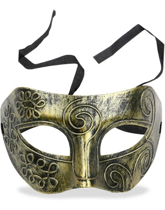 Altın Eskitme Yüz Maskesi - Antik Tarz Balo Maskesi
