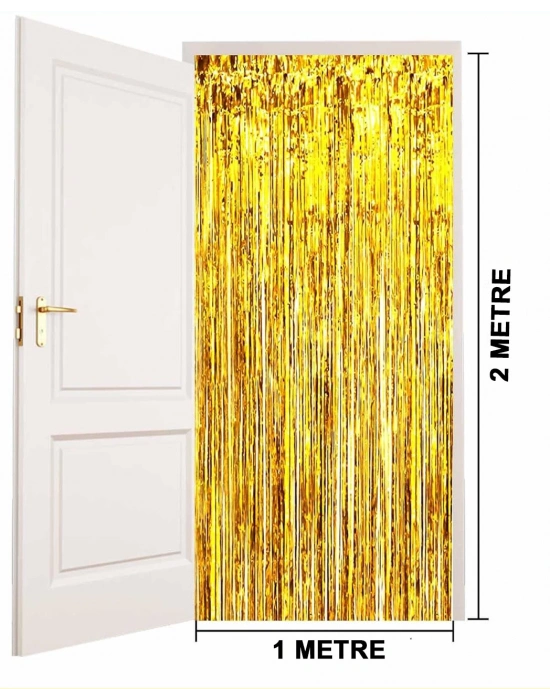 Altın Gold Renk Ekstra Metalize Parlak Saçaklı Arka Fon Perde İthal A Kalite 1x2 Metre