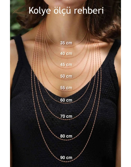 Altın Kaplama Minimal Kalp Tasarım İnce Zincirli Kolye 40 cm