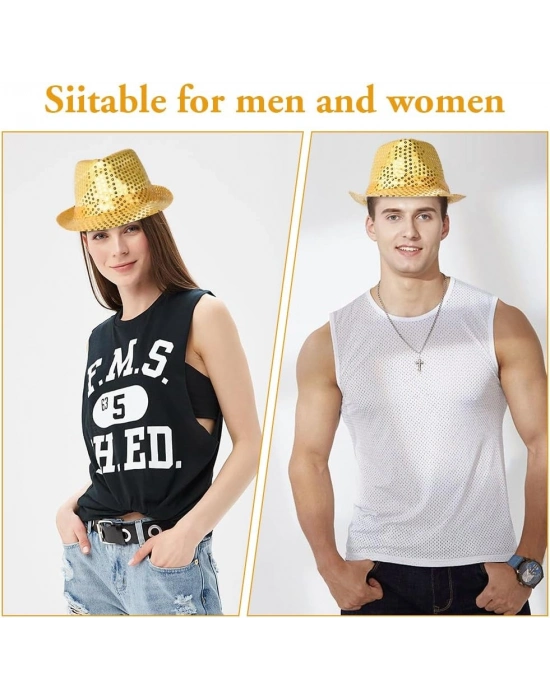 Altın Payetli Fötr Şapka Yetişkin Boy