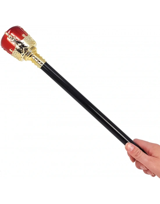 Altın Renk 60 Cm Kral Tacı Kraliyet Tacı Ve Kırmızı Topuzlu Kral Asası Seti