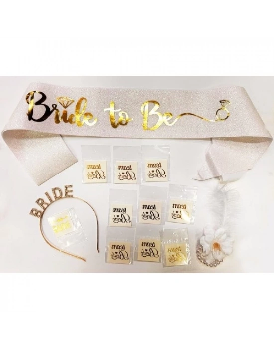 Altın Renk Bride Partisi Seti 13 Parça