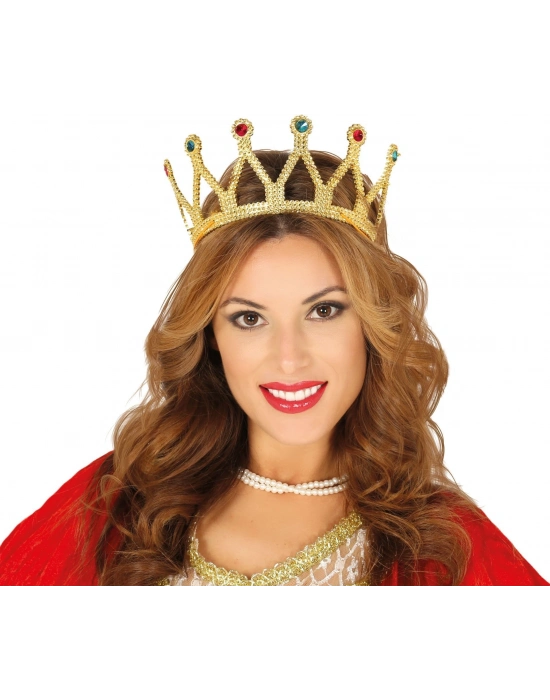 Altın Renk Çocuk Ve Yetişkin Uyumlu Kraliçe Tacı Prenses Tacı 8x25 Cm