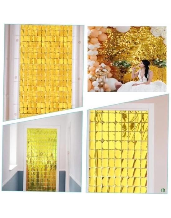 Altın Renk Disko Dikdörtgen Kesim Kapı Perdesi Altın