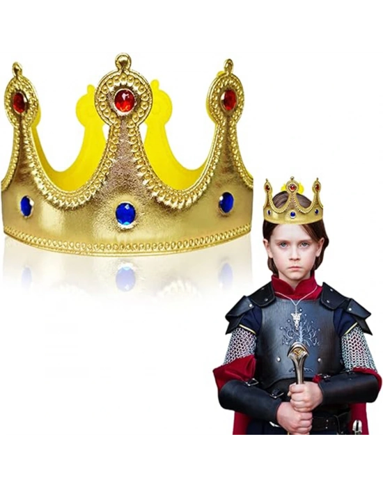 Altın Renk Eva Malzemeden İmal Çocuk Kral Tacı 57 Cm